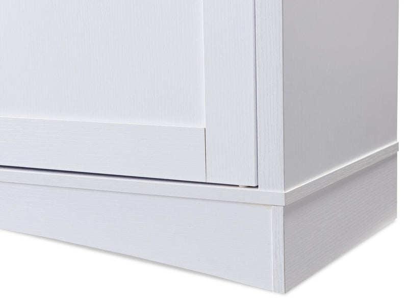 Meuble audio-vidéo mural Emry 3 pièces de 87.5 po avec rangement et système de gestion des câbles pour téléviseurs jusqu’à 90 po - blanc