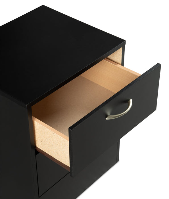 Table de nuit Arlo de 18,3 po (L) x 22 po (H) à 2 tiroirs, fabriquée au Canada - noire