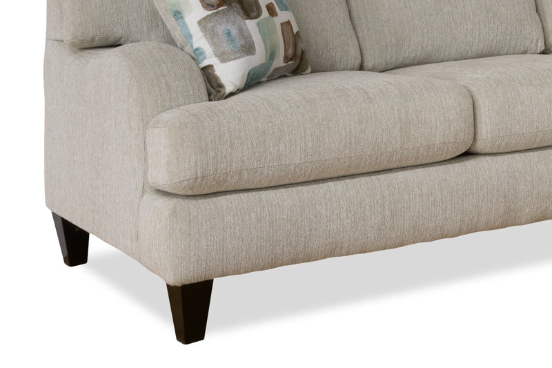 Sofa sectionnel de droite Nofia 2 pièces fabriqué au Canada en tissu de chenille avec coussins décoratifs et pattes en bois - beige lin