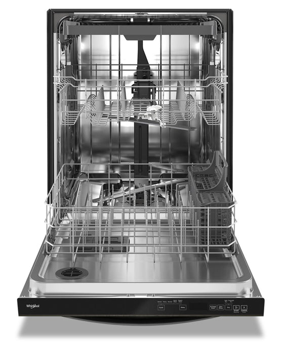 Lave-vaisselle encastré Whirlpool de 24 po et de 47 dBA avec commandes sur le dessus et 3e panier - acier inoxydable noir résistant aux traces de doigts - WDT750SAKV