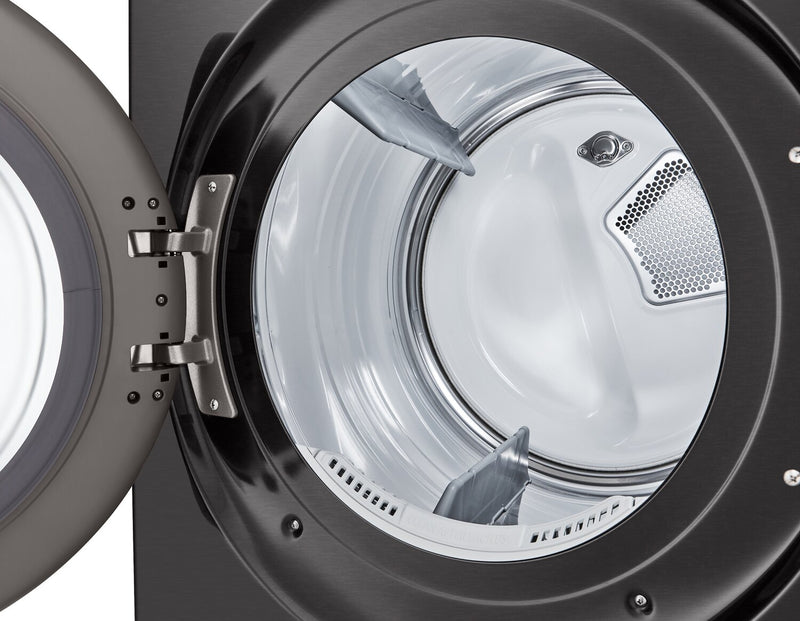 Sécheuse électrique intelligente LG de 7,4 pi³ avec vapeur - acier noir - superposable - DLEX6500B