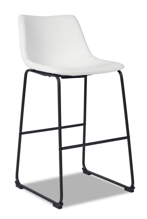 Tabouret 30 po bar Cole en tissu de cuir végétalien et en métal - blanc