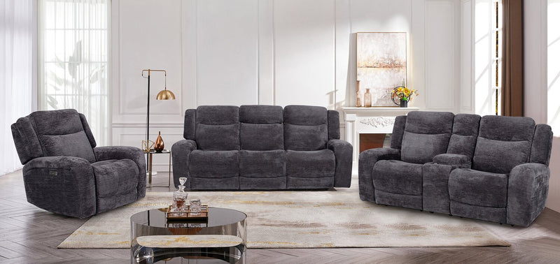 Sofa à inclinaison électrique Atlantis de 90 po en tissu avec position zéro gravité - gris foncé 