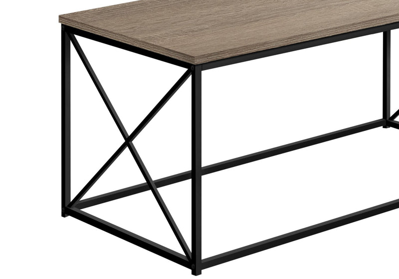 Table à café moderne Millie de 40,5 po - taupe avec base en métal noir