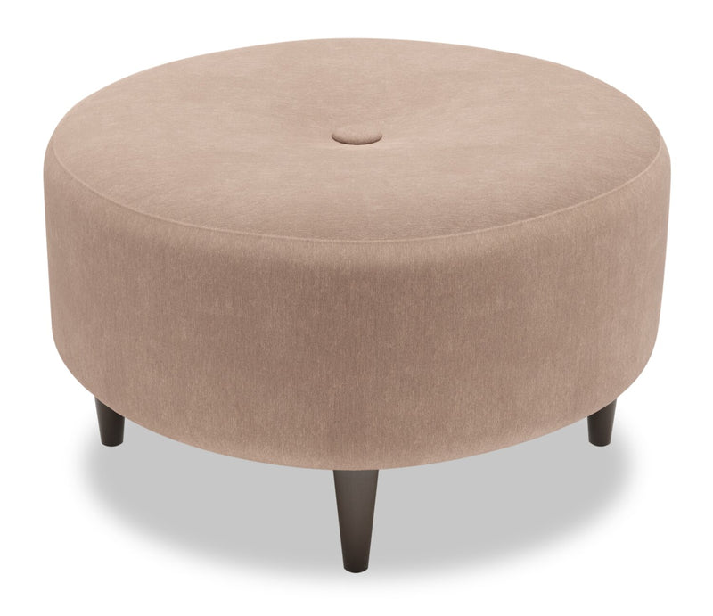 Pouf personnalisable The Curve de Sofa Lab de 31 po fabriqué au Canada en tissu d’apparence lin - brun Pax Wicker