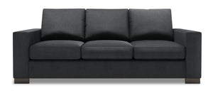 Sofa personnalisable Track de Sofa Lab de 85 po fabriqué au Canada en tissu d’apparence lin avec accoudoirs rectilignes - gris Pax Pepper