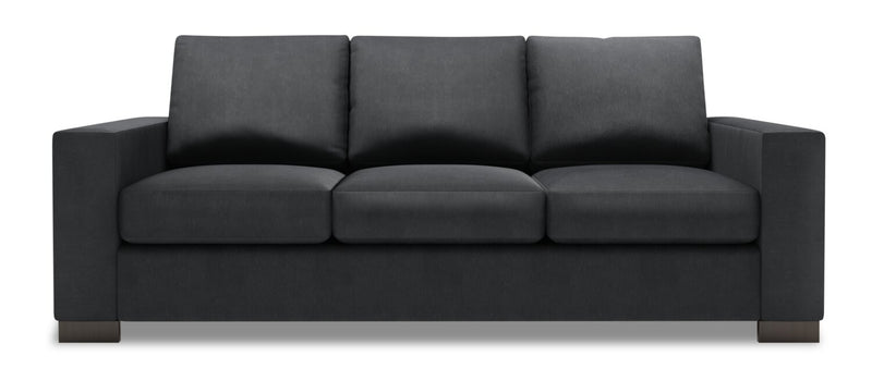 Sofa personnalisable Track de Sofa Lab de 85 po fabriqué au Canada en tissu d’apparence lin avec accoudoirs rectilignes - gris Pax Pepper
