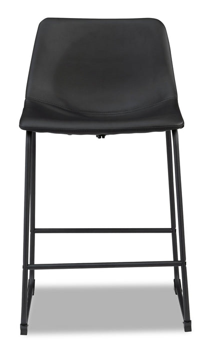 Tabouret Cole de hauteur comptoir en tissu de cuir végétalien et en métal - noir