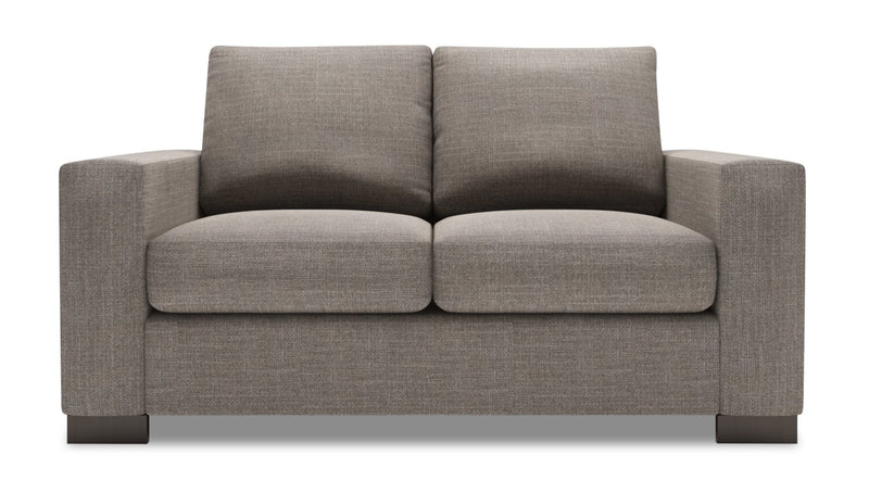 Causeuse personnalisable Track de Sofa Lab de 62 po fabriquée au Canada en tissu d’apparence lin avec accoudoirs rectilignes - gris Luna Smoke