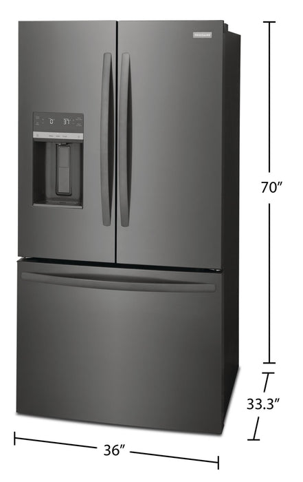 Réfrigérateur Frigidaire de 27,8 pi³ et de 36 po de profondeur standard à portes françaises - acier inoxydable noir - FRFS2823AD