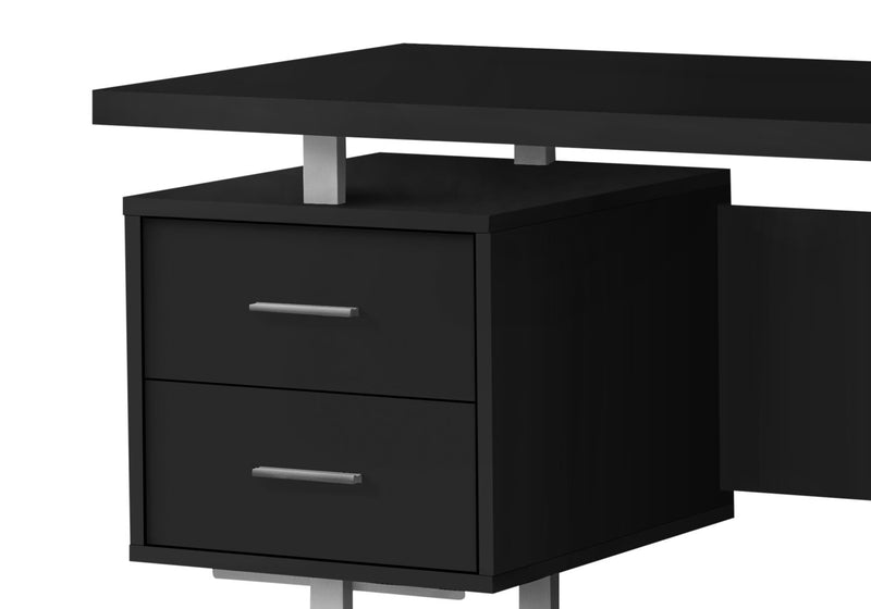 Bureau réversible Teagan de 60 po à 3 tiroirs - noir