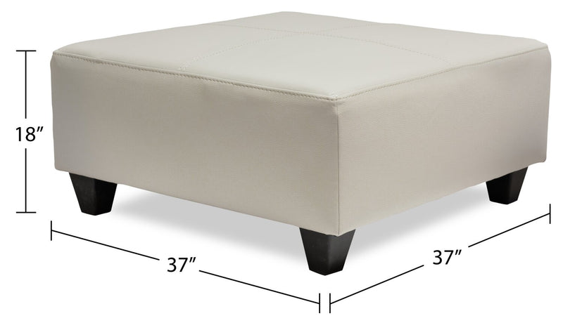 Pouf Addison de 37 po fabriqué au Canada d’apparence cuir - beige
