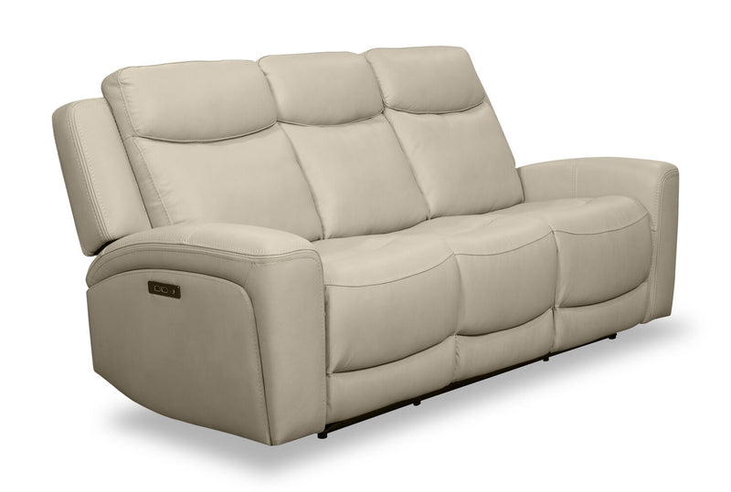 Sofa à inclinaison électrique Prescott de Scott Living de 88,5 po en cuir véritable avec appuie-têtes électriques - gris platine