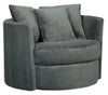 Fauteuil d’appoint pivotant Cuddler Midi de 42 po fabriqué au Canada en tissu de chenille - gris Plush Thunder