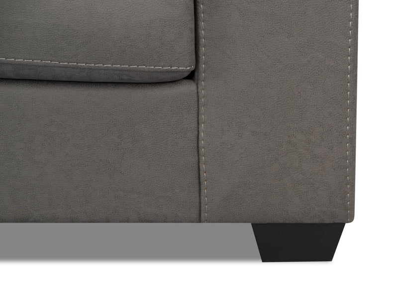 Sofa sectionnel de gauche Morty 2 pièces fabriqué au Canada en tissu d’apparence cuir avec sofa et coussins décoratifs - gris