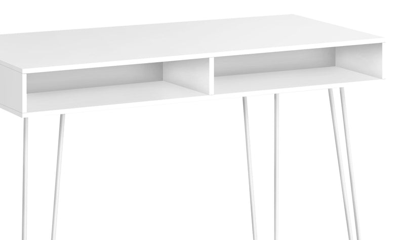Bureau Ezra de 40 po avec compartiments ouverts - blanc