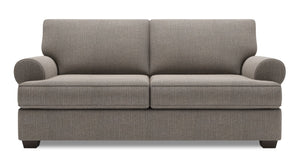 Sofa personnalisable Roll de Sofa Lab de 76 po de format condo fabriqué au Canada en tissu d’apparence lin avec accoudoirs enroulés - gris Luna Smoke