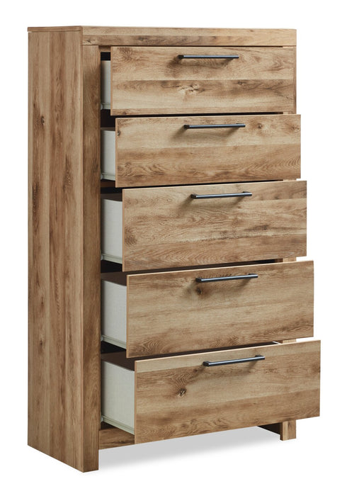 Commode verticale Derekson de 31,7 po (L) x 53,9 po (H) à 5 tiroirs pour la chambre à coucher - naturelle