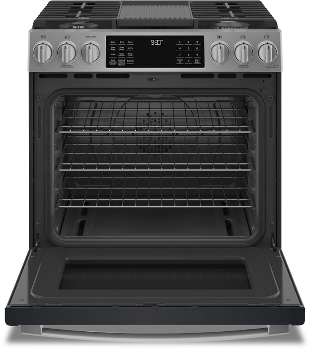 Cuisinière intelligente à gaz Profile de 5,6 pi³ avec convection européenne véritable - acier inoxydable résistant aux traces de doigts - PCGS930YPFS