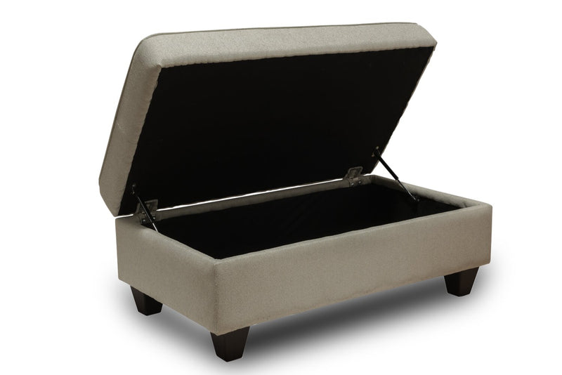 Pouf Scarlett de 26 po fabriqué au Canada en tissu de chenille - beige écru