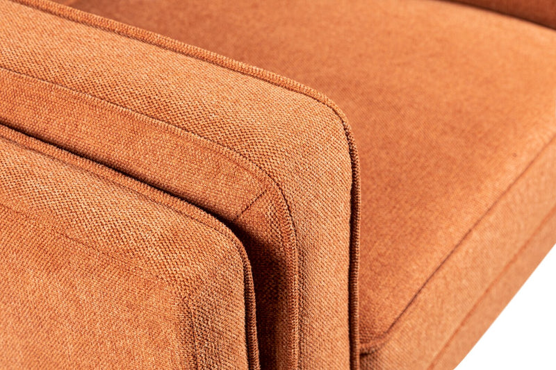 Fauteuil Kassia de Kort & Co. de 40,9 po en tissu d’apparence lin avec base et pattes en bois - orange