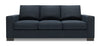 Sofa personnalisable Track de Sofa Lab de 85 po fabriqué au Canada en tissu d’apparence lin avec accoudoirs rectilignes - bleu Luna Sailor