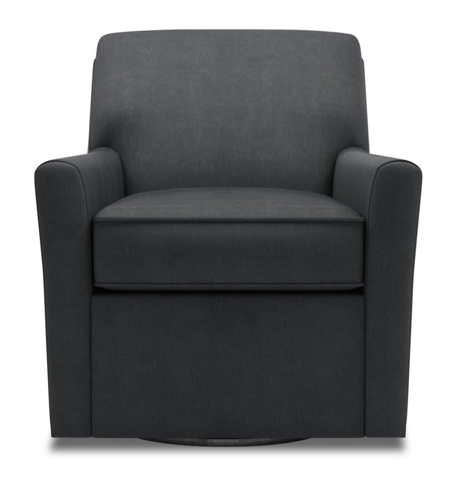 Fauteuil d’appoint pivotant Sofa Lab personnalisable de 31 po fabriqué au Canada en tissu d’apparence lin - gris Pax Pepper