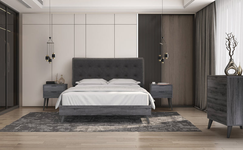 Commode verticale moderne du milieu du 20e siècle Nash de 35,4 po (L) x 35,5 po (H) à 4 tiroirs pour la chambre à coucher - gris foncé