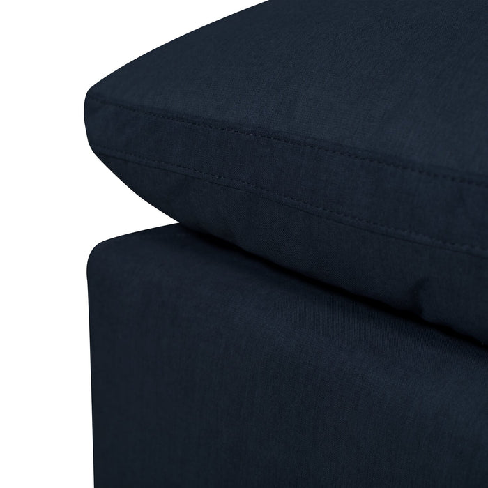 Sofa modulaire Eclipse de 124 po en tissu d’apparence lin avec coussins réversibles en duvet et plumes - bleu marine