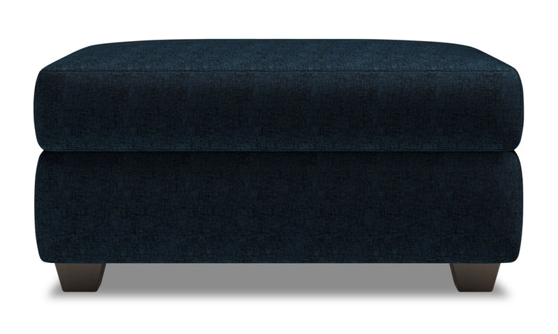 Pouf de rangement personnalisable The Trunk de Sofa Lab de 39 po fabriqué au Canada en tissu de chenille - bleu Luxury Indigo