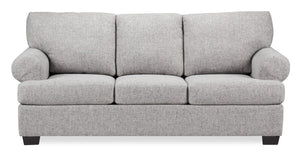 Sofa-lit personnalisable Roll de Sofa Lab de 86 po fabriqué au Canada en tissu d’apparence lin avec accoudoirs enroulés - gris Luna Domino