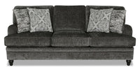  Sofa Bellmont de 89 po fabriqué au Canada en tissu de chenille avec coussins réversibles et pattes en bois - gris anthracite