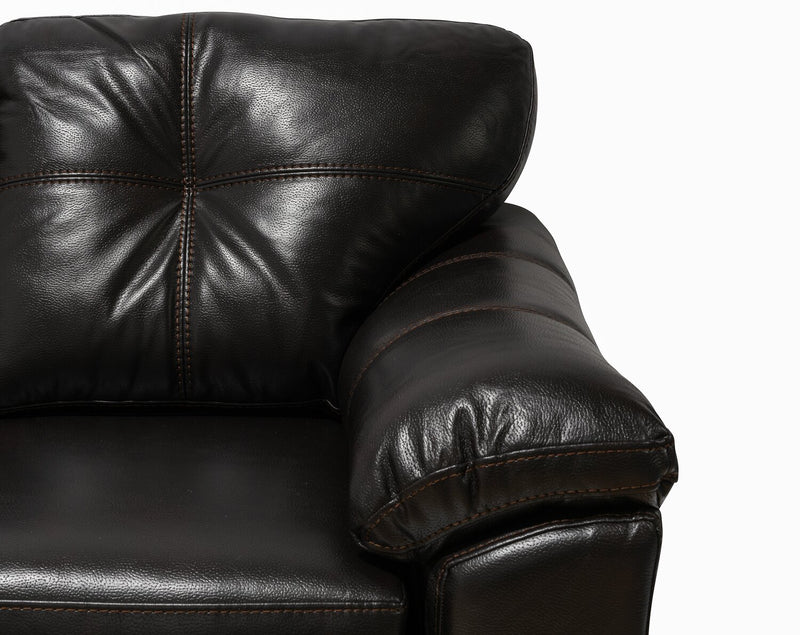 Fauteuil Addison de 42 po fabriqué au Canada en tissu d’apparence cuir avec coussin de siège amovible et capitonnage - noir mûre