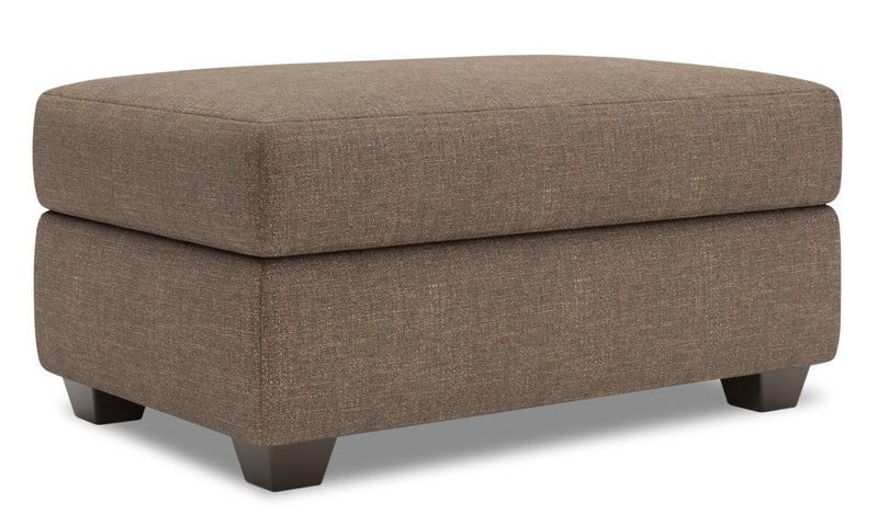Pouf de rangement personnalisable The Trunk de Sofa Lab de 39 po fabriqué au Canada en tissu d’apparence lin - brun Luna Praline