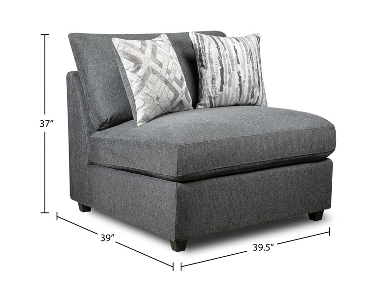 Sofa sectionnel modulaire sans accoudoirs Evolve de Scott Living 5 pièces avec coussins en duvet et plumes - gris anthracite