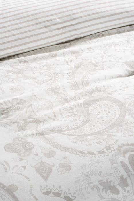 Ensemble d'édredon Indie Paisley 3 pièces pour lit double ou grand lit - blanc