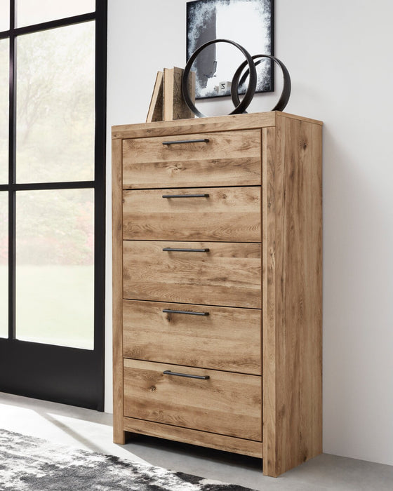 Commode verticale Derekson de 31,7 po (L) x 53,9 po (H) à 5 tiroirs pour la chambre à coucher - naturelle
