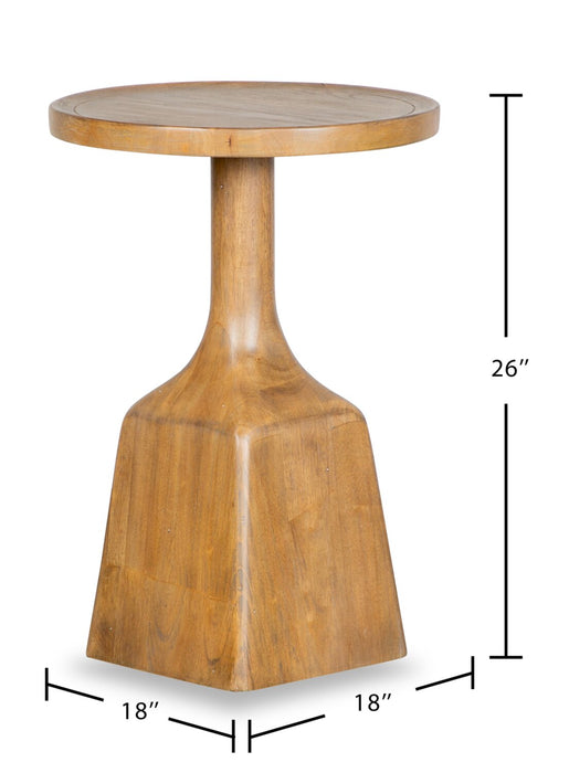 Table de bout ronde moderne Rhett de 18 po - chêne brun clair