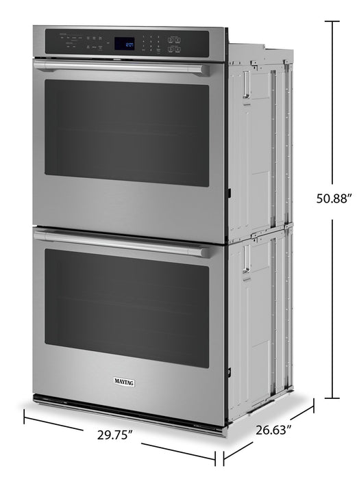 Four mural double électrique Maytag de 10 pi³ et de 30 po avec convection véritable - acier inoxydable résistant aux traces de doigts - MOED6030LZ
