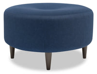  Pouf The Curve de Sofa Lab de 31 po fabriqué au Canada en tissu d’apparence lin - bleu Pax Navy 