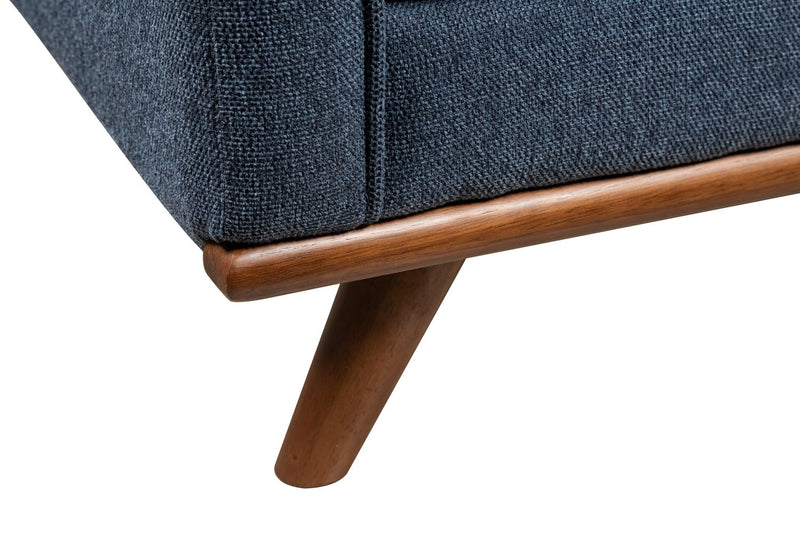 Causeuse Kassia de Kort & Co. de 65,4 po en tissu d’apparence lin avec base et pattes en bois - bleue