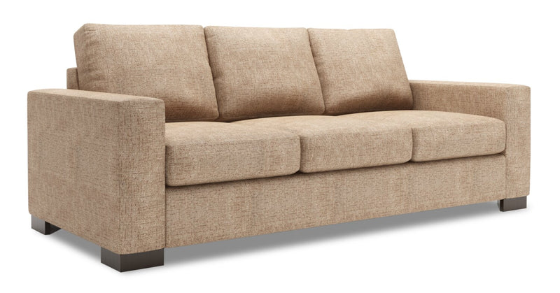 Sofa personnalisable Track de Sofa Lab de 85 po fabriqué au Canada en tissu de chenille avec accoudoirs rectilignes - taupe Luxury Taupe