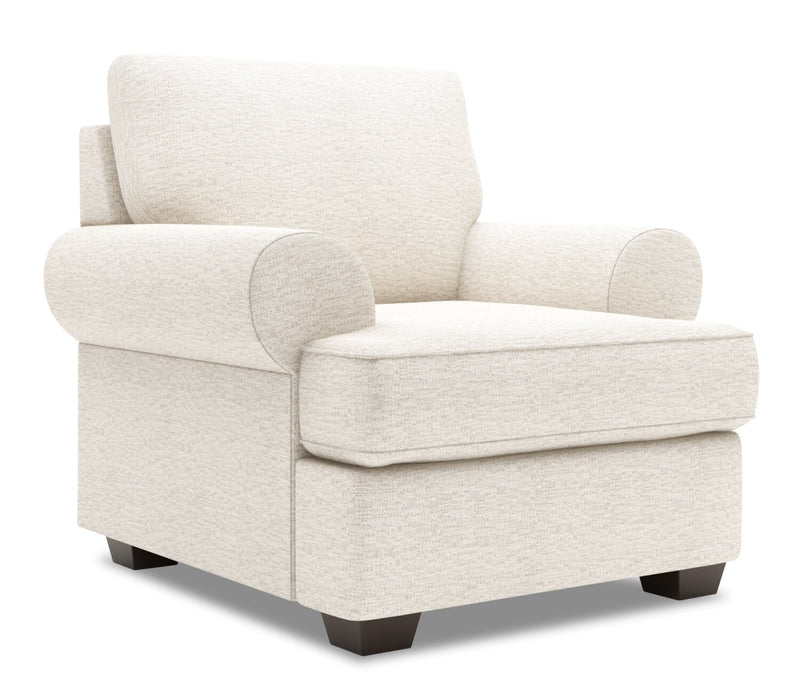 Fauteuil Roll de Sofa Lab personnalisable de 42 po fabriqué au Canada en tissu de chenille avec accoudoirs enroulés - beige Luxury Sand