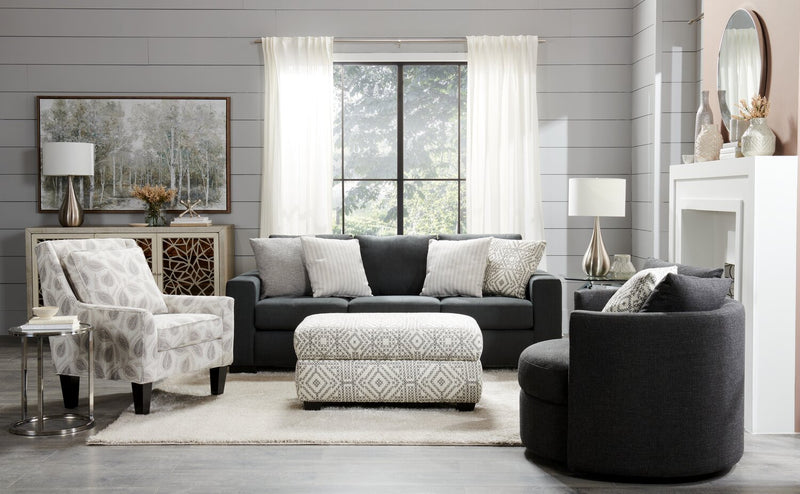 Fauteuil d’appoint pivotant Nest de Sofa Lab personnalisable de 41 po fabriqué au Canada en tissu d’apparence lin -  gris Luna Kohl