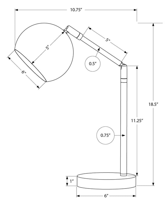 Lampe de travail et de bureau de 19 po en métal doré
