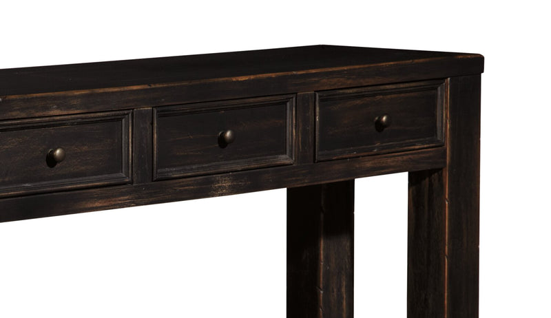 Table de salon rustique Breda de 64,12 po avec rangement et tablette - bois noir rétro
