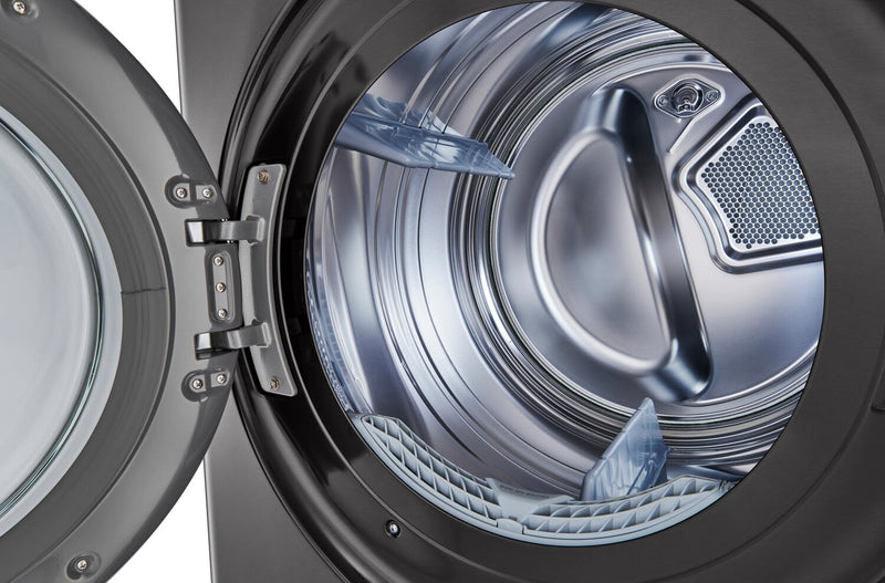 Tour de lavage WashTowerMC à la vapeur haute efficacité LG à chargement frontal avec laveuse de 5,2 pi³ et sécheuse de 7,4 pi³ - acier noir - WKGX201HBA