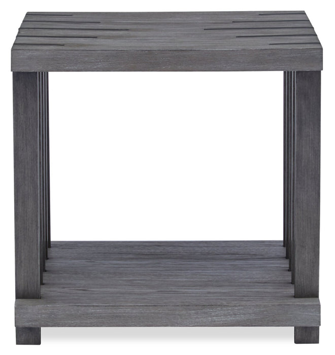 Table de bout moderne Eldridge de 24 po avec tablette - gris vieilli avec métal et bois