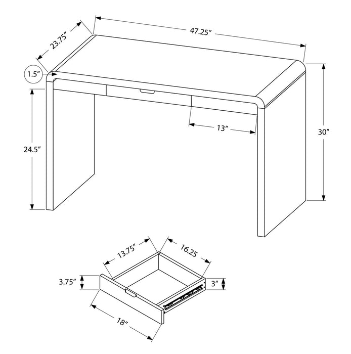Bureau Hobson de 47,25 po - blanc lustré