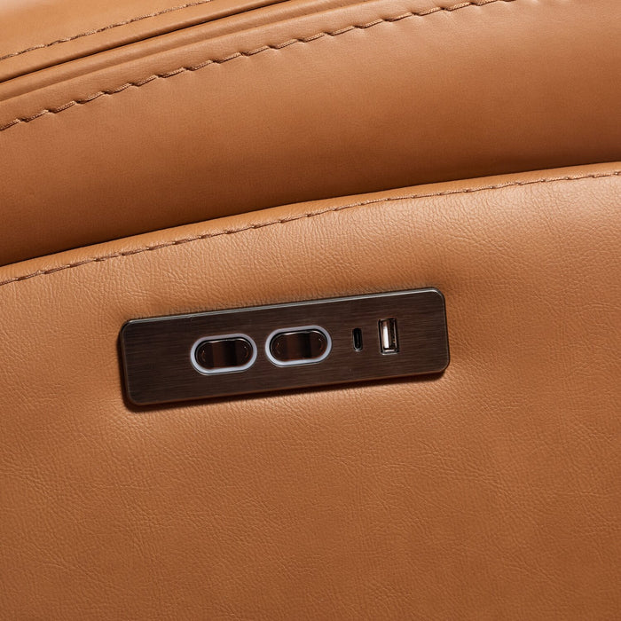 Sofa à inclinaison électrique Prescott de Scott Living de 88,5 po en cuir véritable avec appuie-têtes électriques - brun courge musquée